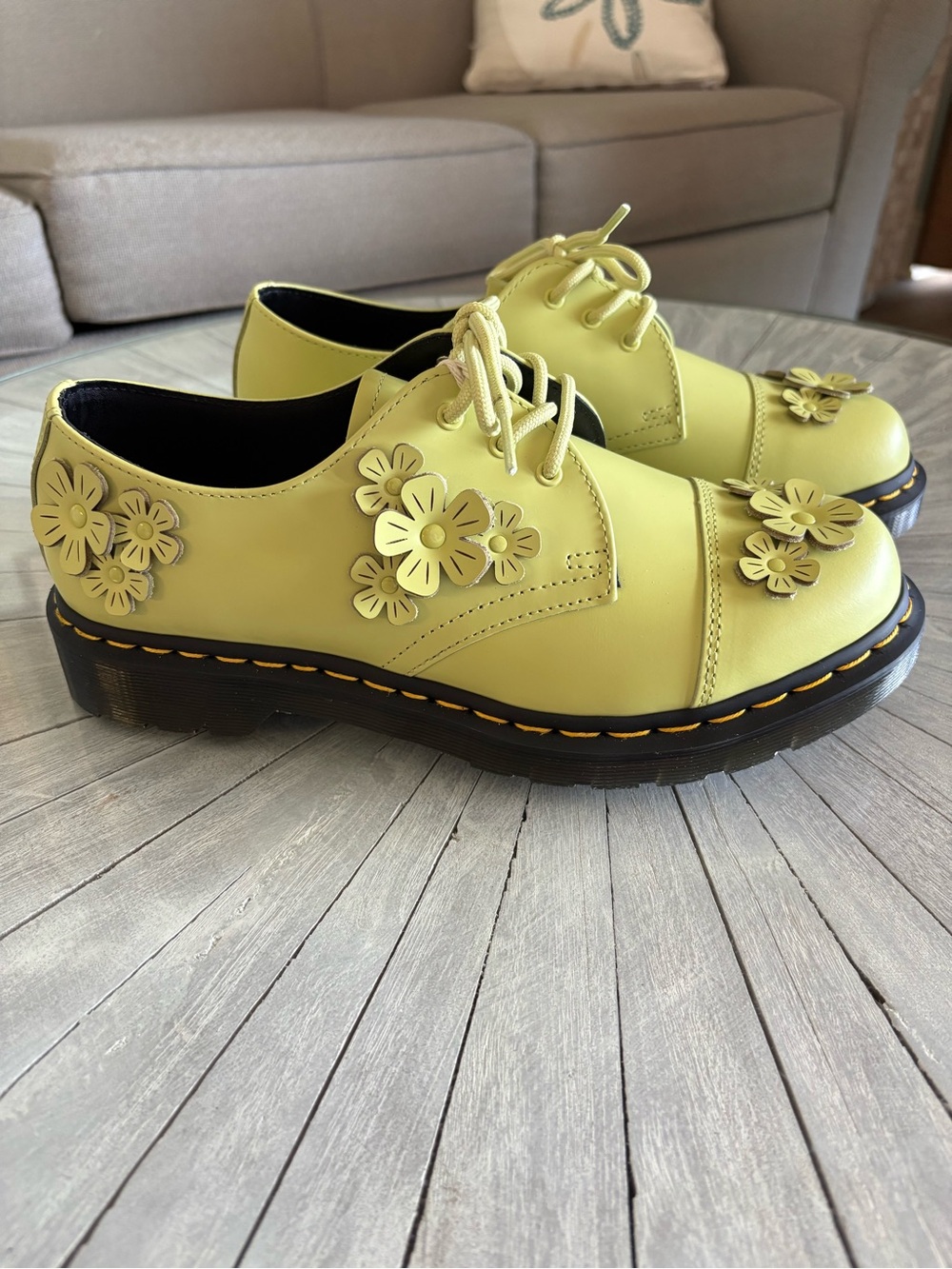 Dr. Martens Lime Green Floral Lace-Up Boots